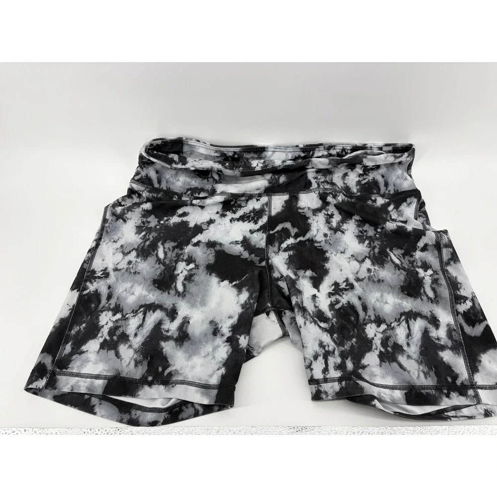Vogo Athletica‎ Tie-Dye High-Waist Shorts, Black/White, Women's Size 2X